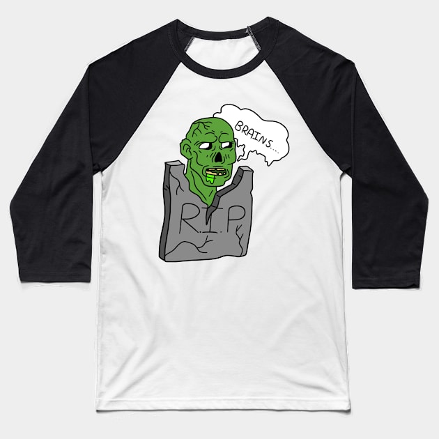 Headstone Zombie Baseball T-Shirt by saradaboru